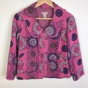 Elevenses Anthropologie pink jacket with beads